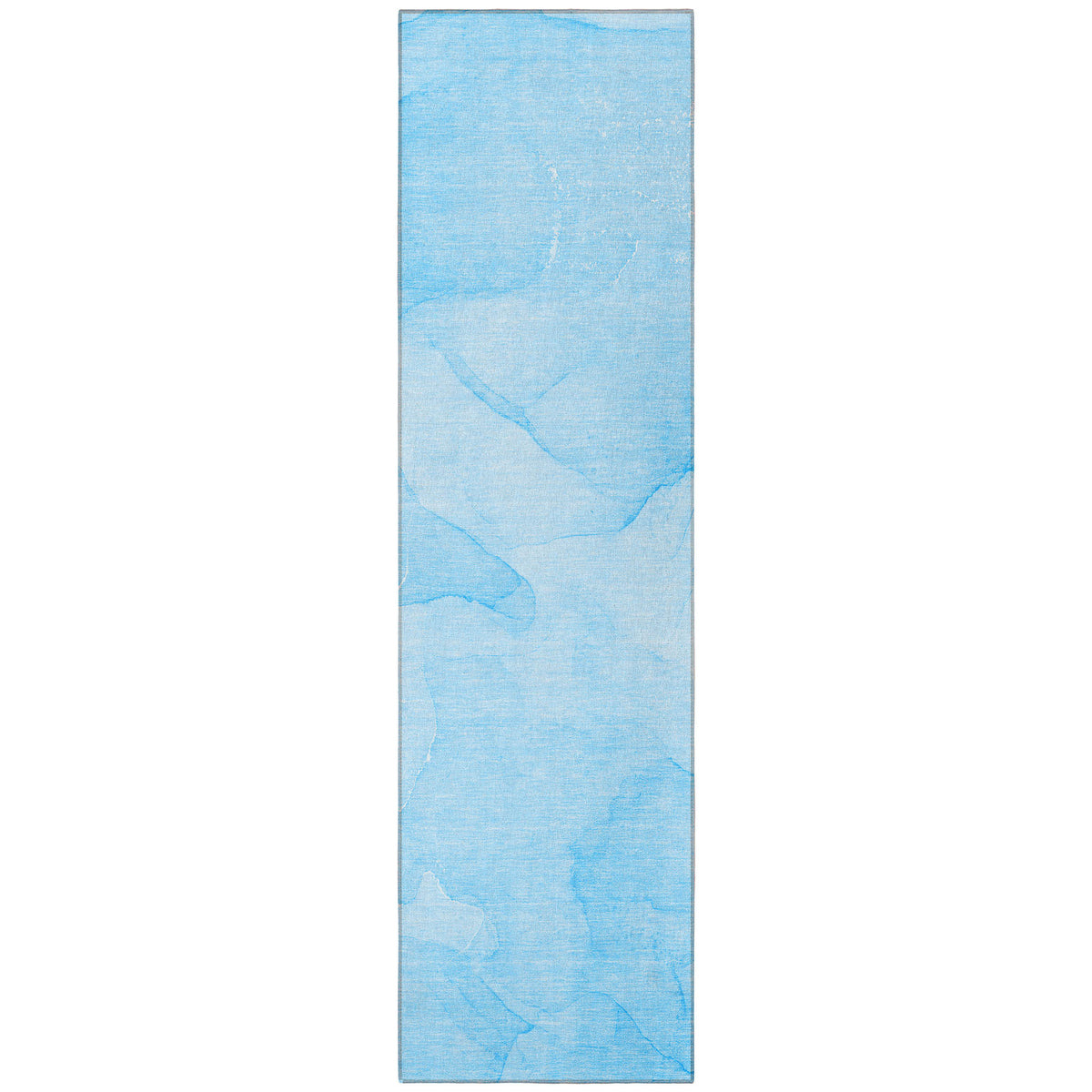 8' Runner Blue Abstract Washable Non Skid Indoor Outdoor Runner Rug