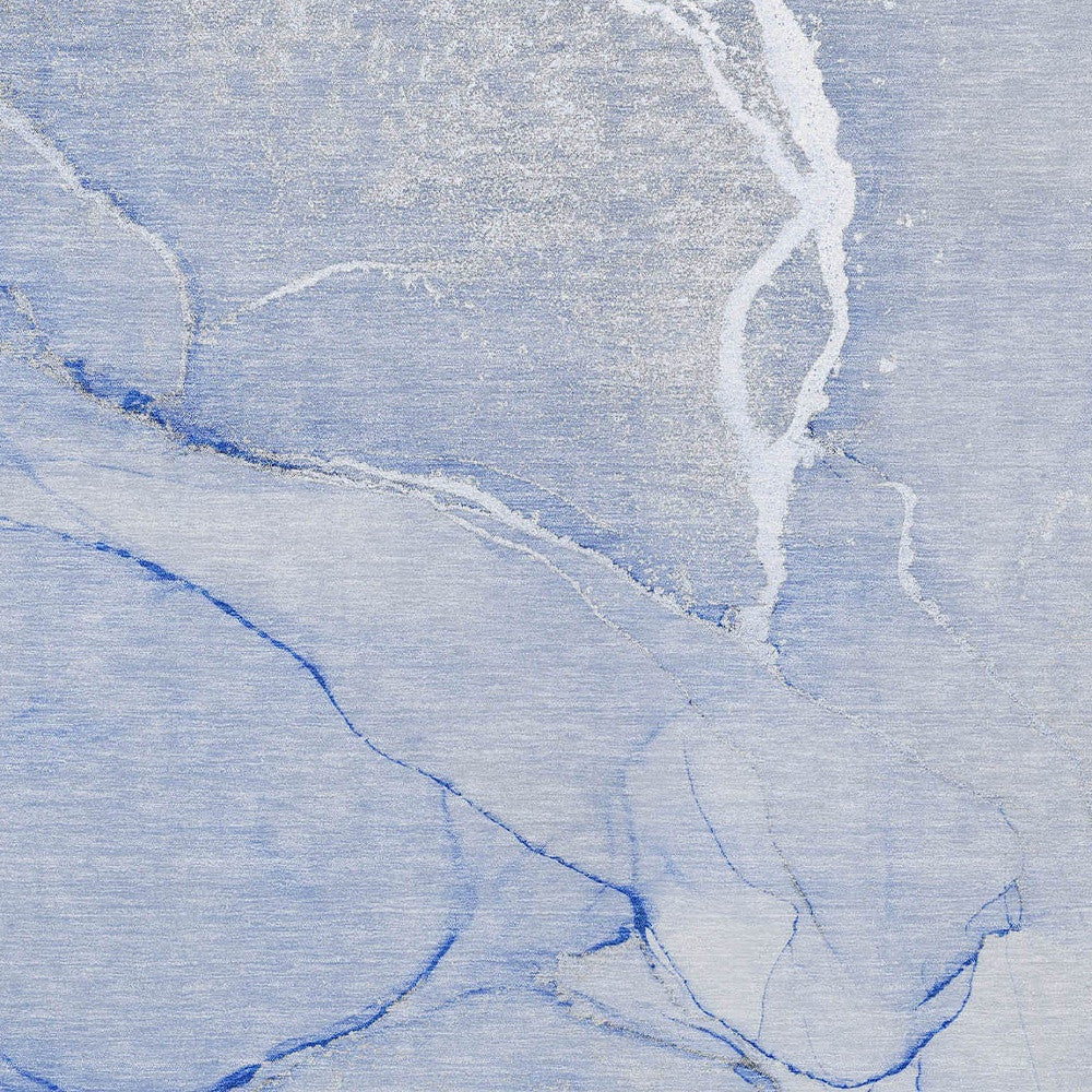 3' X 5' Blue Abstract Washable Non Skid Indoor Outdoor Area Rug