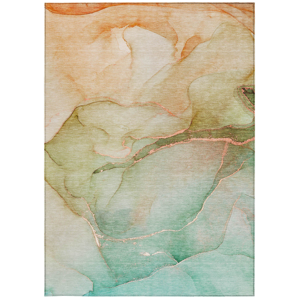 3' X 4' Teal Abstract Washable Non Skid Indoor Outdoor Area Rug