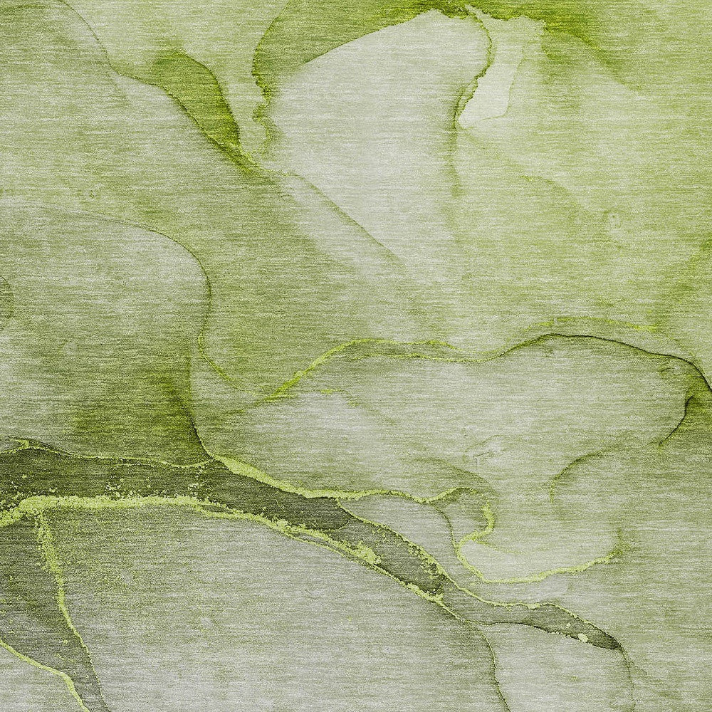 3' X 4' Olive Green Abstract Washable Non Skid Indoor Outdoor Area Rug