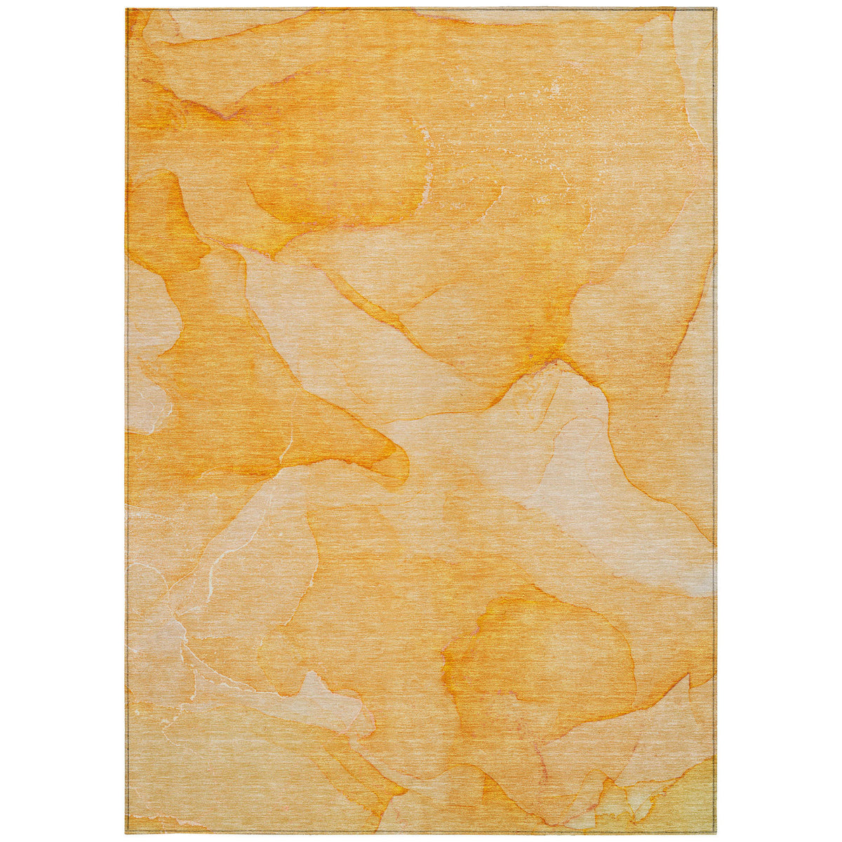 3' X 5' Orange Abstract Washable Non Skid Indoor Outdoor Area Rug