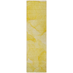 8' Runner Gold Abstract Washable Non Skid Indoor Outdoor Runner Rug