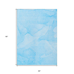 3' X 4' Blue Abstract Washable Non Skid Indoor Outdoor Area Rug