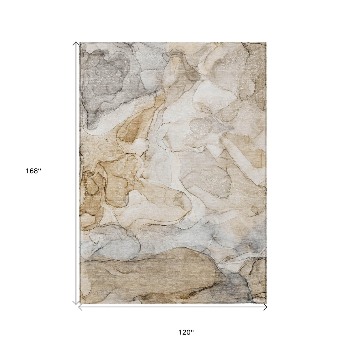 10' X 14' Beige Abstract Washable Non Skid Indoor Outdoor Area Rug