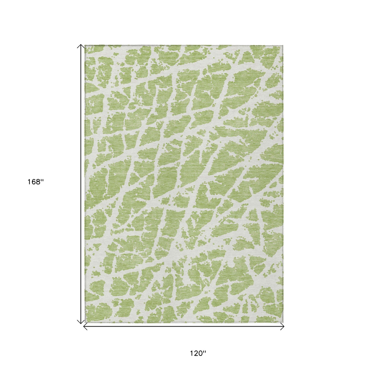 10' X 14' Green and White Abstract Washable Non Skid Indoor Outdoor Area Rug