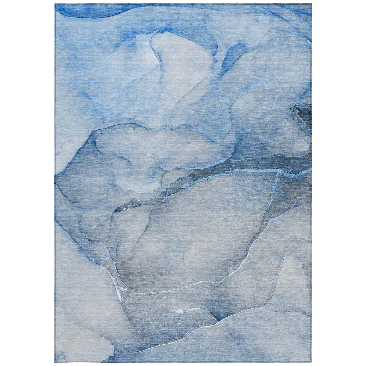 9' X 12' Blue Abstract Washable Non Skid Indoor Outdoor Area Rug