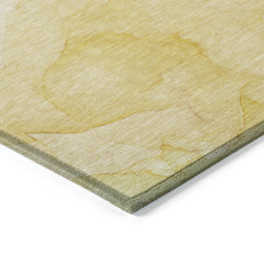 5' X 8' Gold Abstract Washable Non Skid Indoor Outdoor Area Rug