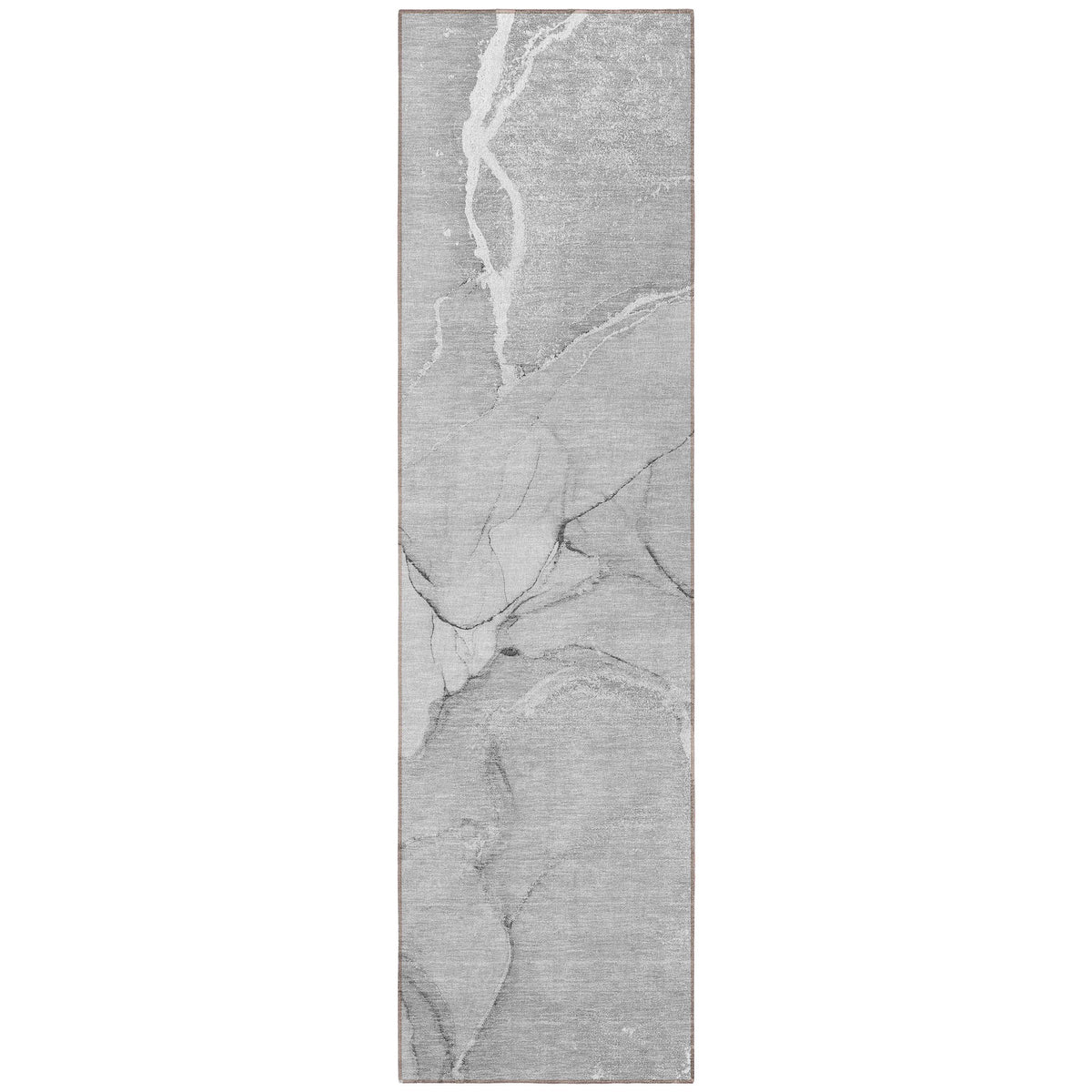8' Runner Gray Abstract Washable Non Skid Indoor Outdoor Runner Rug