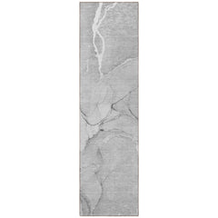 8' Runner Gray Abstract Washable Non Skid Indoor Outdoor Runner Rug