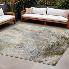 10' X 14' Beige Abstract Washable Non Skid Indoor Outdoor Area Rug