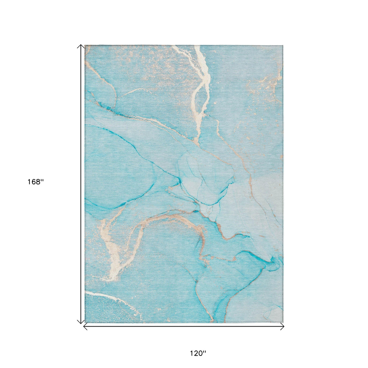 10' X 14' Teal Abstract Washable Non Skid Indoor Outdoor Area Rug