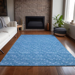 10' X 14' Blue Geometric Washable Non Skid Indoor Outdoor Area Rug