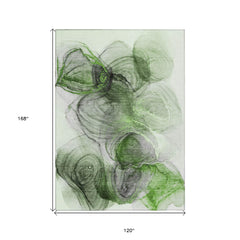 10' X 14' Olive Green Abstract Washable Non Skid Indoor Outdoor Area Rug