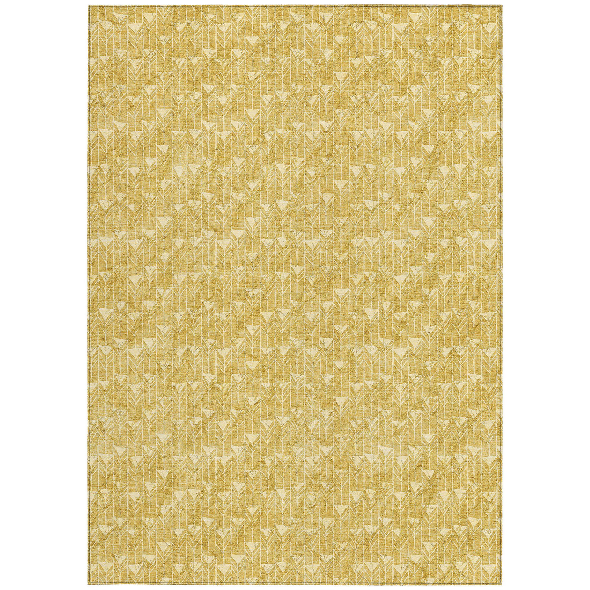 10' X 14' Gold Geometric Washable Non Skid Indoor Outdoor Area Rug