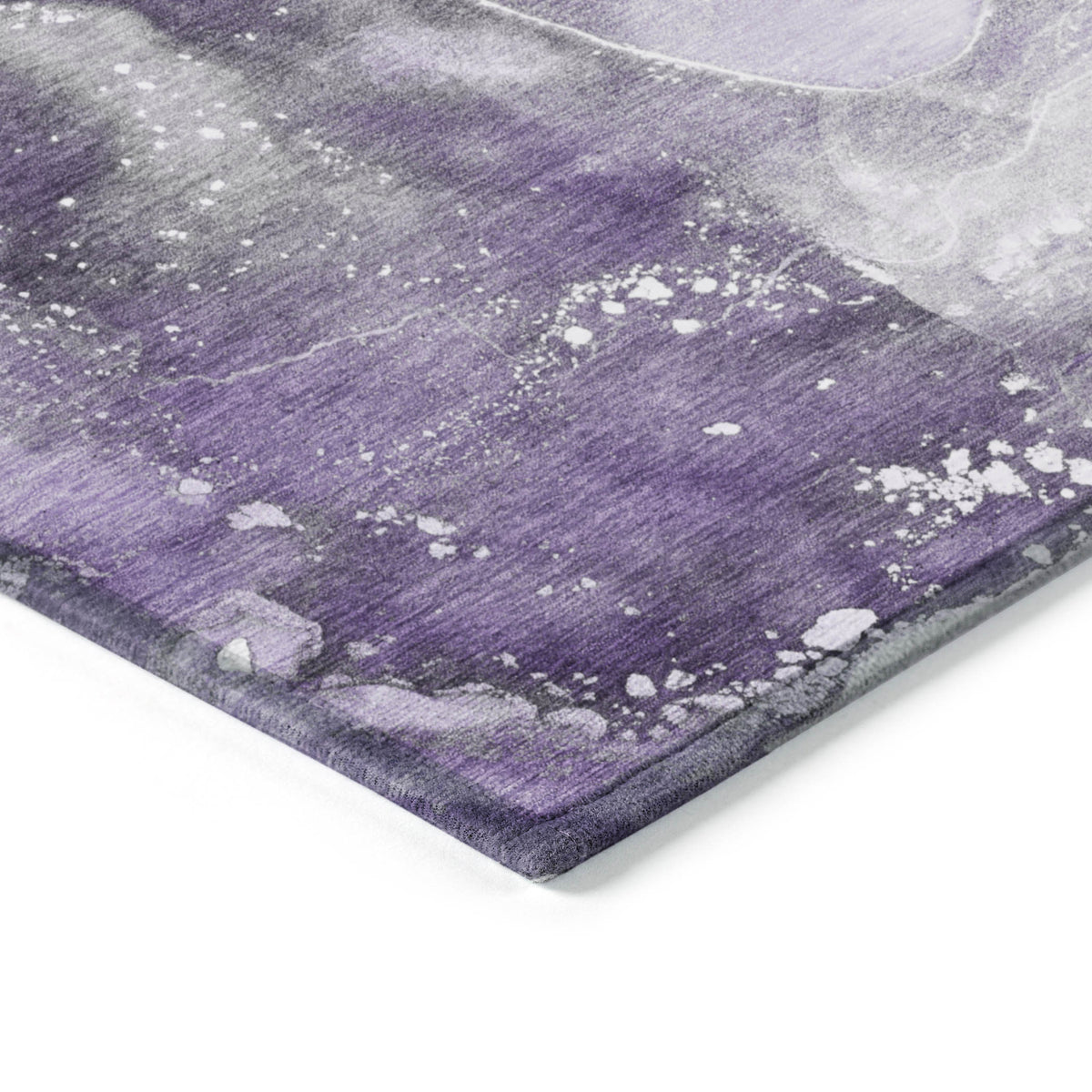 8' Round Gray and Purple Round Abstract Washable Non Skid Indoor Outdoor Area Rug