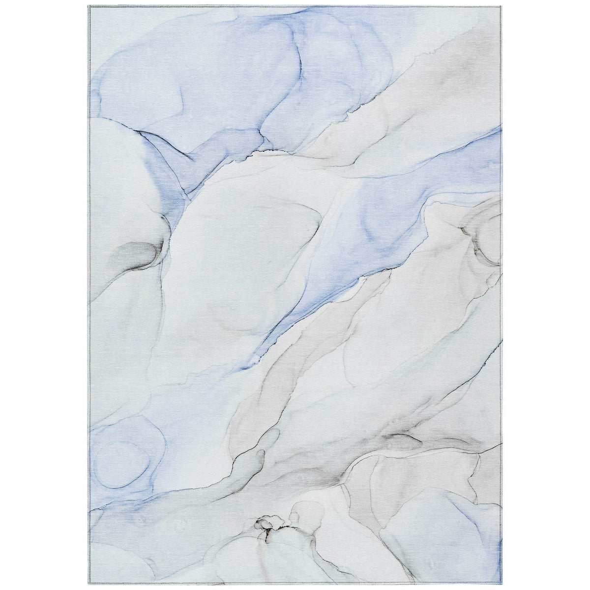 9' X 12' Ivory Blue and Gray Abstract Washable Non Skid Indoor Outdoor Area Rug