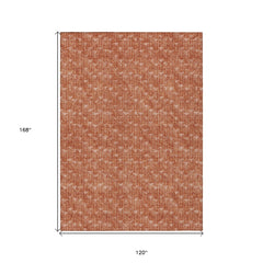 10' X 14' Terra Cotta Geometric Washable Non Skid Indoor Outdoor Area Rug