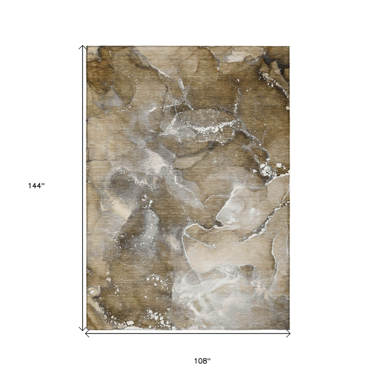 9' X 12' Brown and Gray Abstract Washable Non Skid Indoor Outdoor Area Rug