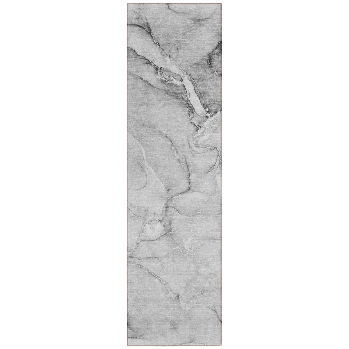 8' Runner Gray Abstract Washable Non Skid Indoor Outdoor Runner Rug