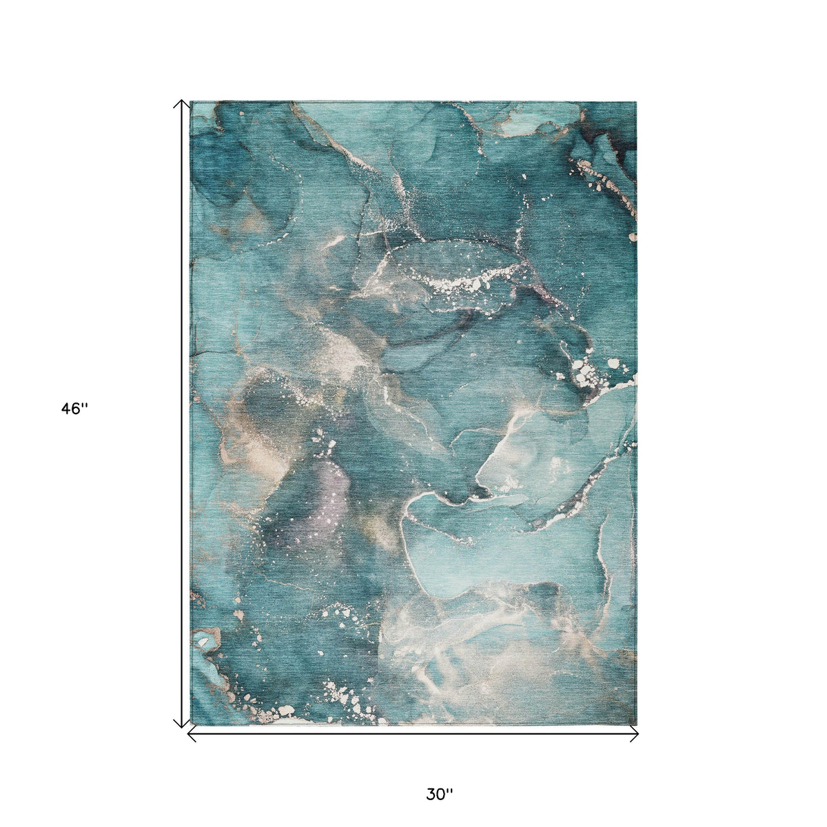 3' X 4' Teal Abstract Washable Non Skid Indoor Outdoor Area Rug