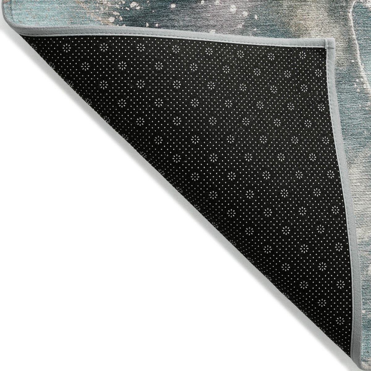 3' X 5' Teal Abstract Washable Non Skid Indoor Outdoor Area Rug