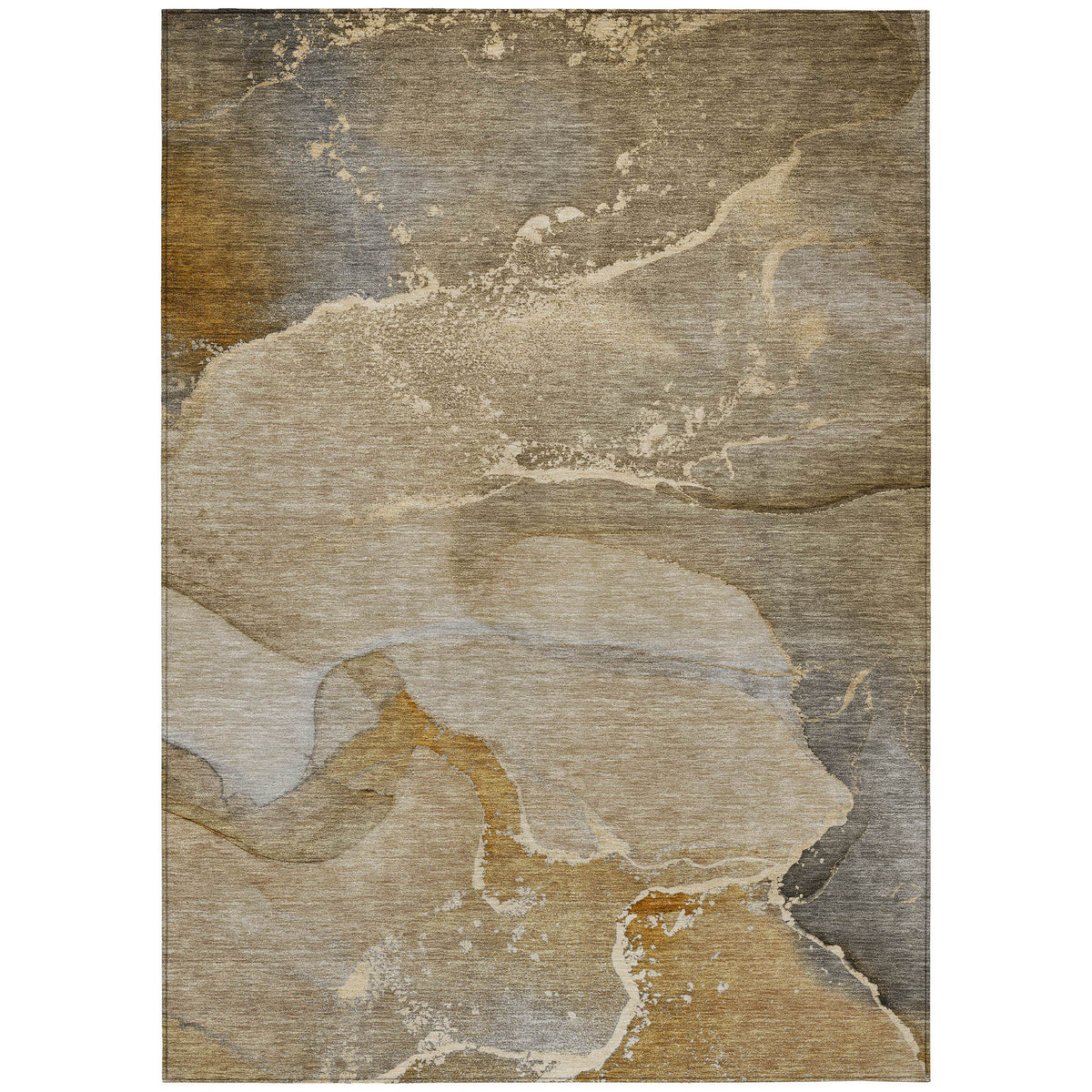 5' X 8' Brown Abstract Washable Non Skid Indoor Outdoor Area Rug