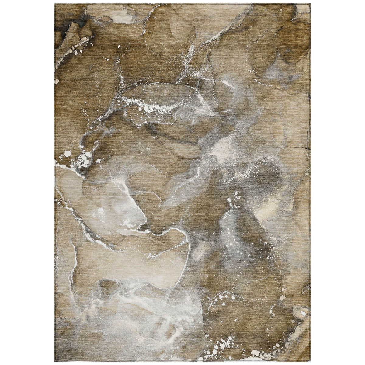 3' X 4' Brown and Gray Abstract Washable Non Skid Indoor Outdoor Area Rug