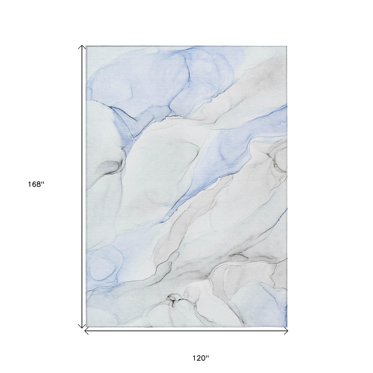 10' X 14' Ivory Blue and Gray Abstract Washable Non Skid Indoor Outdoor Area Rug