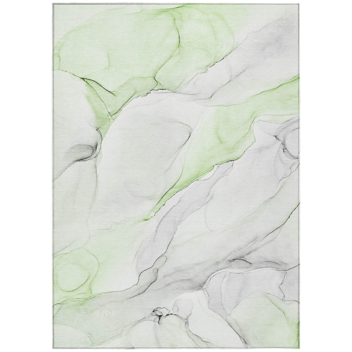 9' X 12' Green Abstract Washable Non Skid Indoor Outdoor Area Rug