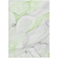 5' X 8' Green Abstract Washable Non Skid Indoor Outdoor Area Rug