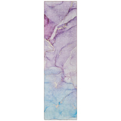 8' Runner Purple Abstract Washable Non Skid Indoor Outdoor Runner Rug