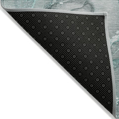 10' X 14' Gray and Ivory Abstract Washable Non Skid Indoor Outdoor Area Rug