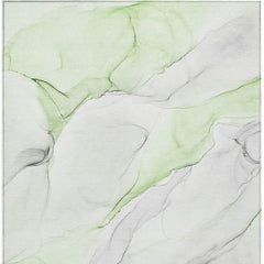 3' X 4' Green Abstract Washable Non Skid Indoor Outdoor Area Rug