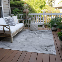 5' X 8' Gray Abstract Washable Non Skid Indoor Outdoor Area Rug