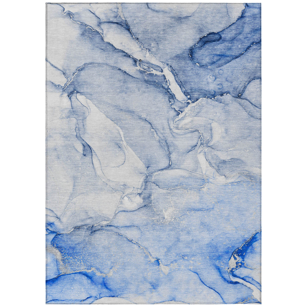 8' X 10' Navy Blue Abstract Washable Non Skid Indoor Outdoor Area Rug