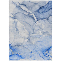 8' X 10' Navy Blue Abstract Washable Non Skid Indoor Outdoor Area Rug