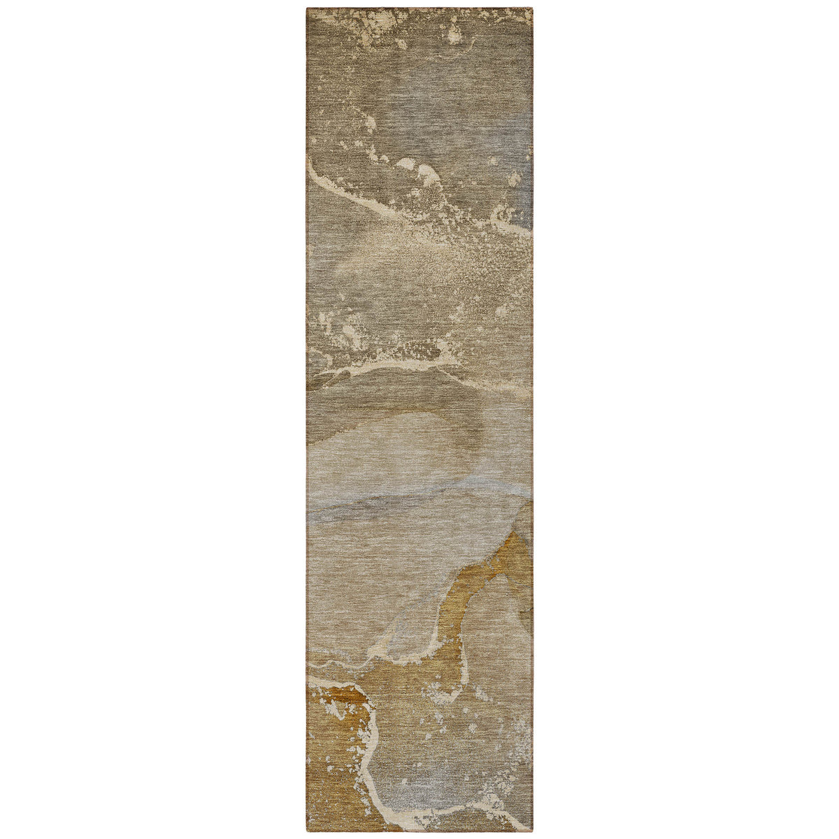 8' Runner Brown Abstract Washable Non Skid Indoor Outdoor Runner Rug