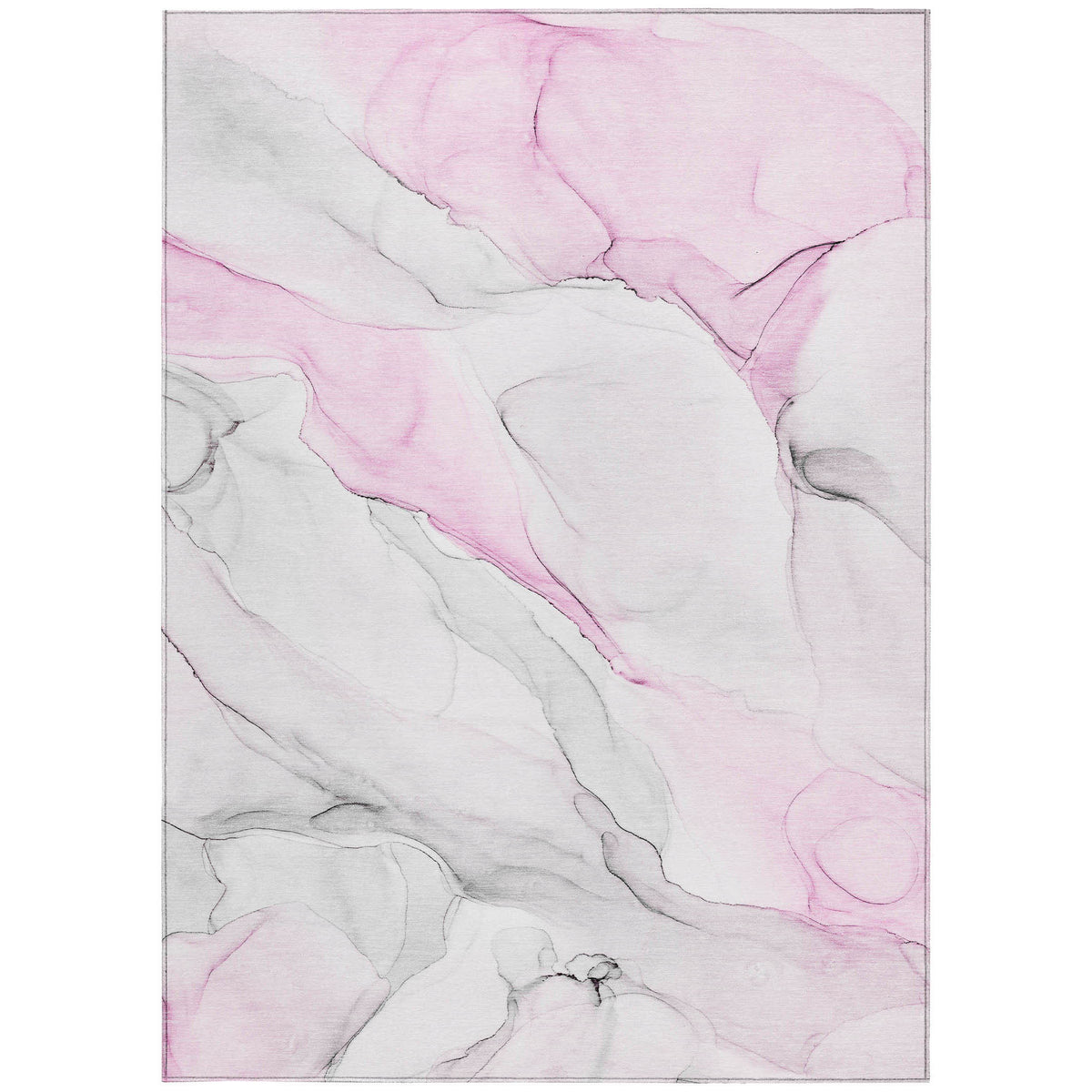 8' X 10' Gray and Pink Abstract Washable Non Skid Indoor Outdoor Area Rug
