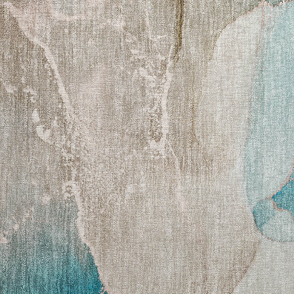 2' X 3' Teal Abstract Washable Non Skid Indoor Outdoor Area Rug