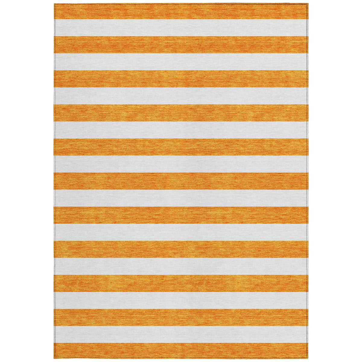 10' X 14' Orange and White Striped Washable Non Skid Indoor Outdoor Area Rug