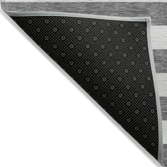 5' X 8' Charcoal Striped Washable Non Skid Indoor Outdoor Area Rug