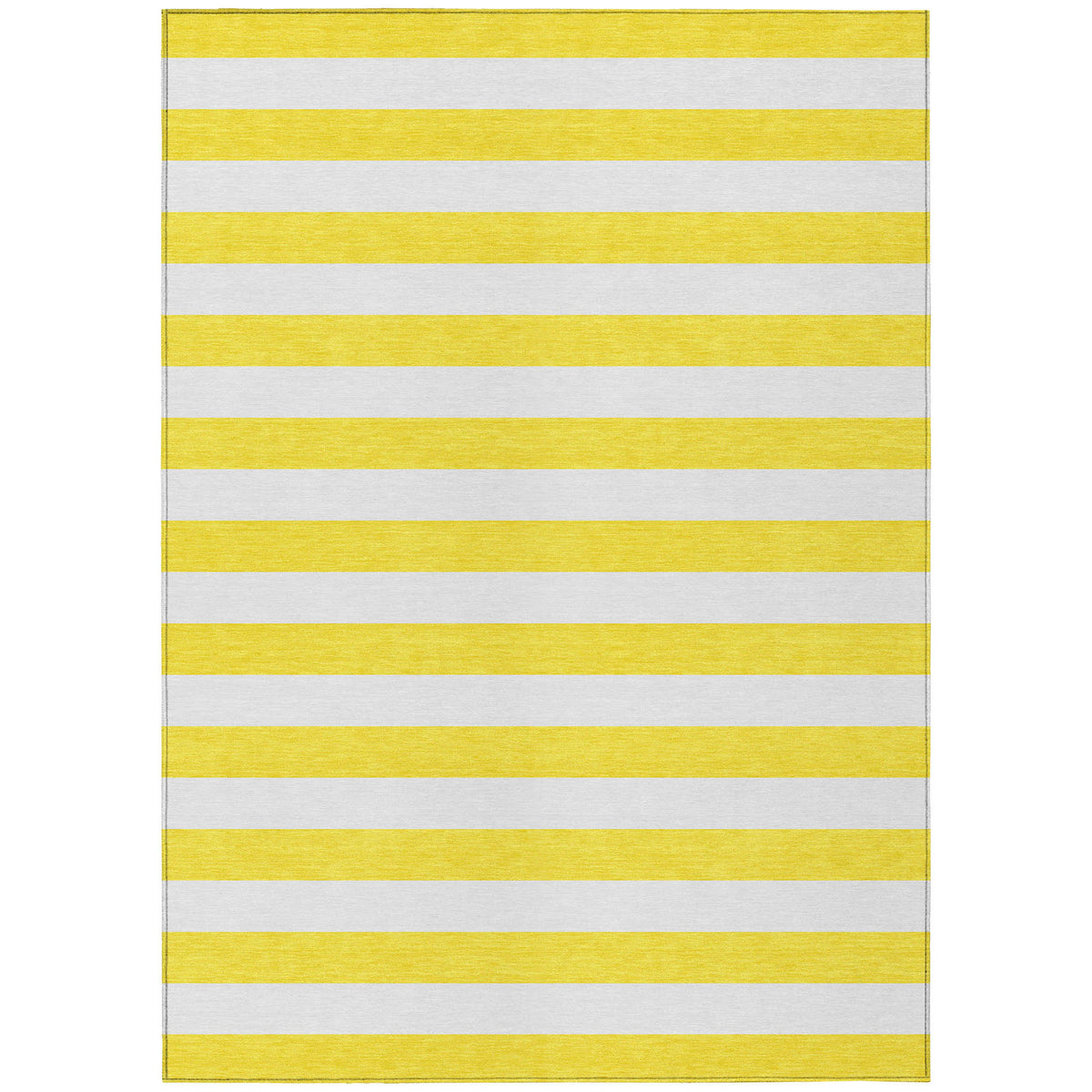 10' X 14' Yellow and White Striped Washable Non Skid Indoor Outdoor Area Rug
