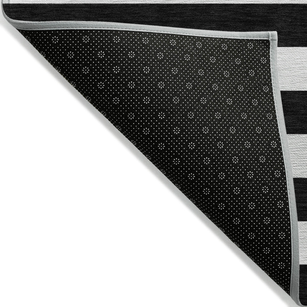 8' Round Black and White Round Striped Washable Non Skid Indoor Outdoor Area Rug