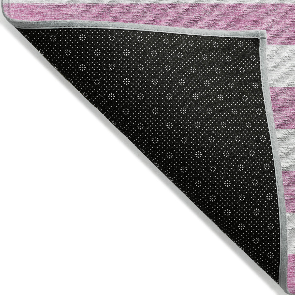 2' X 3' Pink and White Striped Washable Non Skid Indoor Outdoor Area Rug