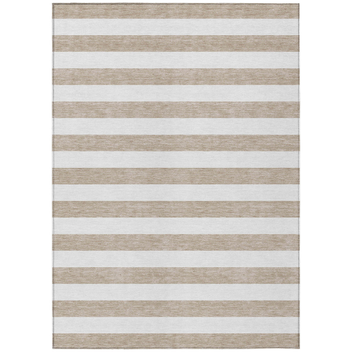 10' X 14' Taupe and White Striped Washable Non Skid Indoor Outdoor Area Rug
