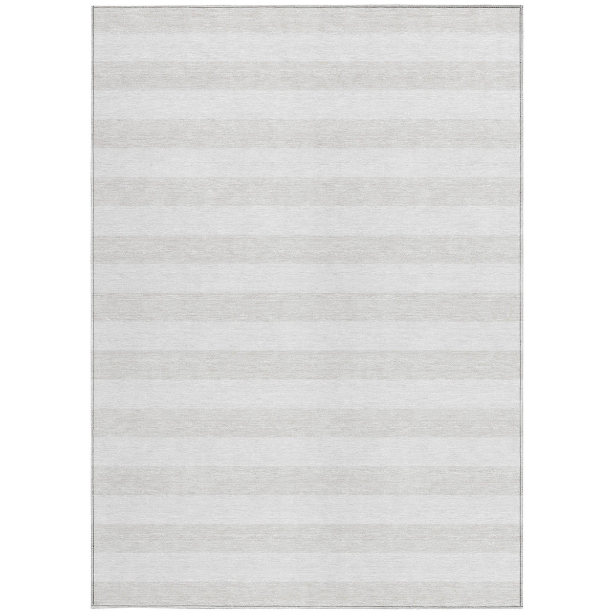 10' X 14' Ivory Striped Washable Non Skid Indoor Outdoor Area Rug