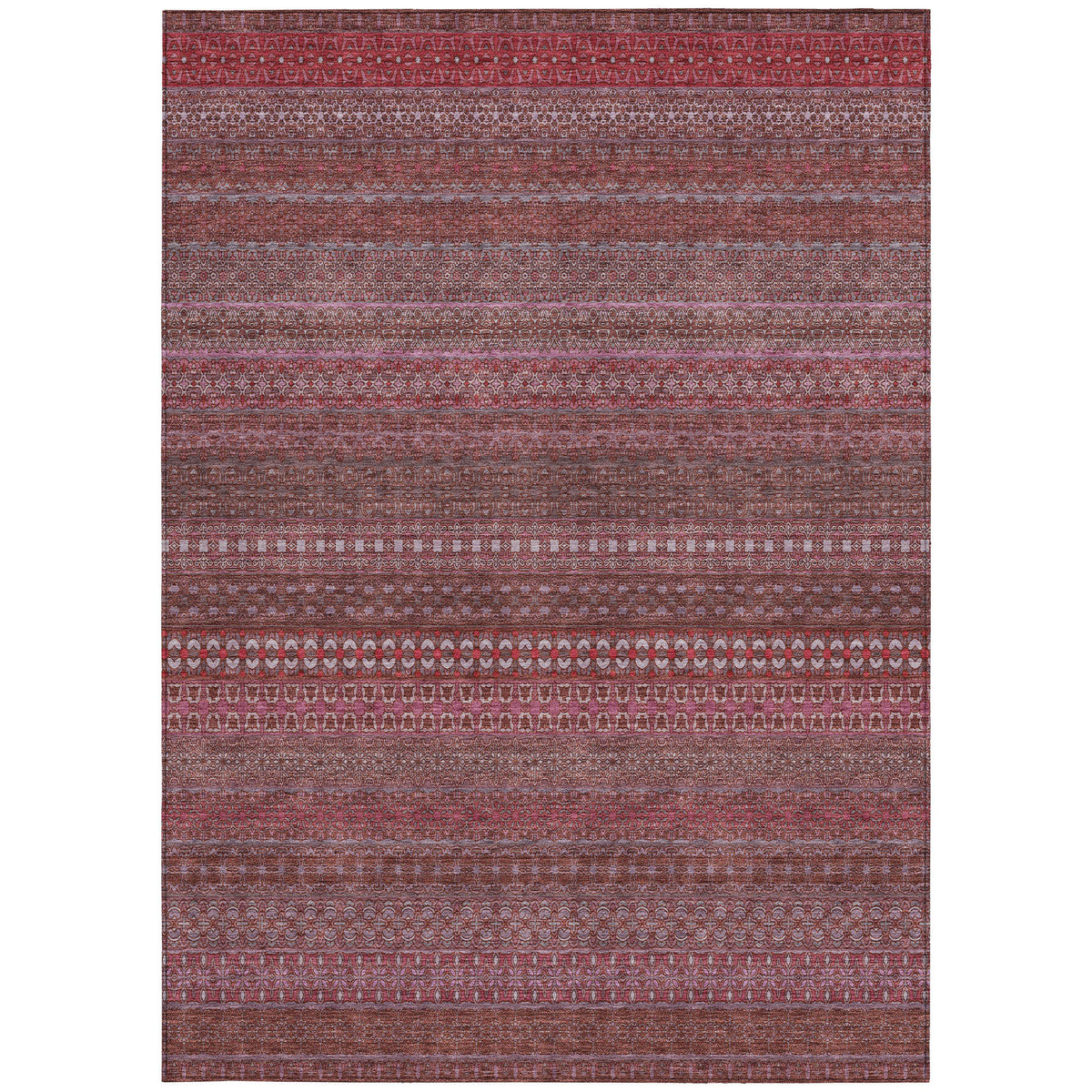 10' X 14' Merlot Striped Washable Non Skid Indoor Outdoor Area Rug