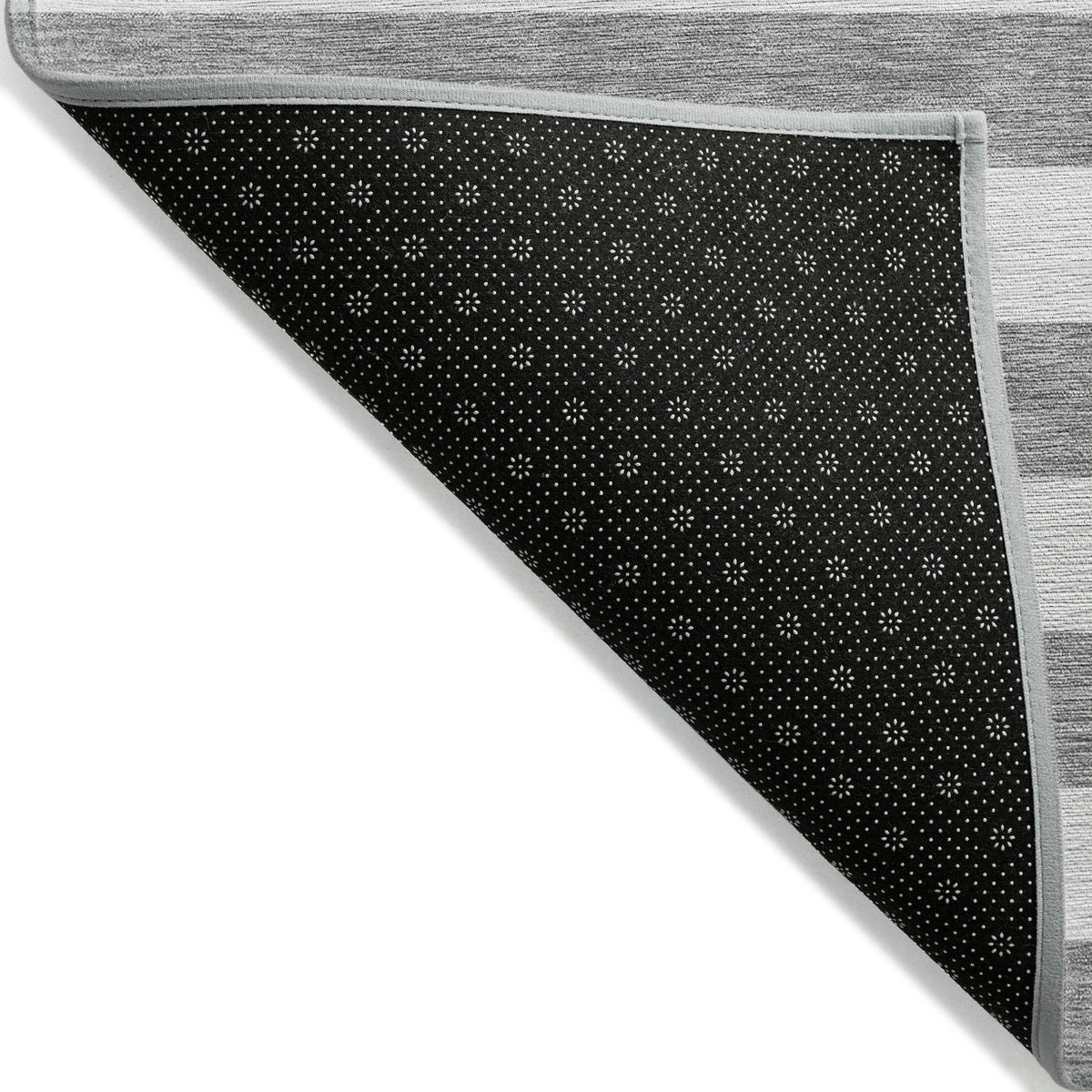 9' X 12' Gray and White Striped Washable Non Skid Indoor Outdoor Area Rug