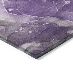 10' X 14' Purple Abstract Washable Non Skid Indoor Outdoor Area Rug