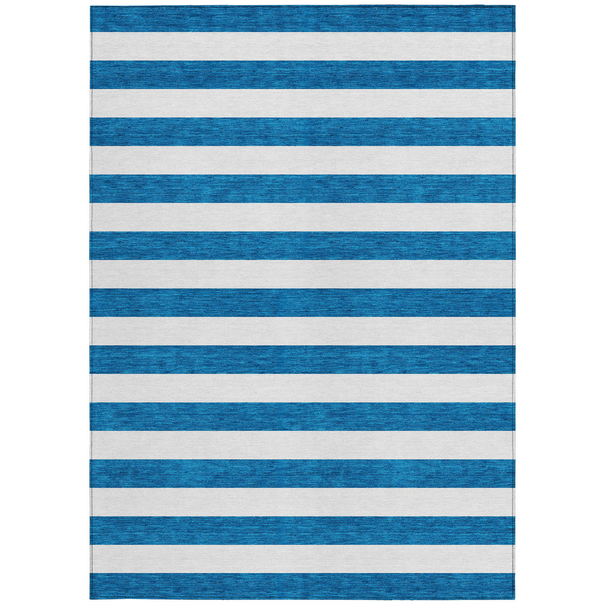 10' X 14' Navy Blue Striped Washable Non Skid Indoor Outdoor Area Rug